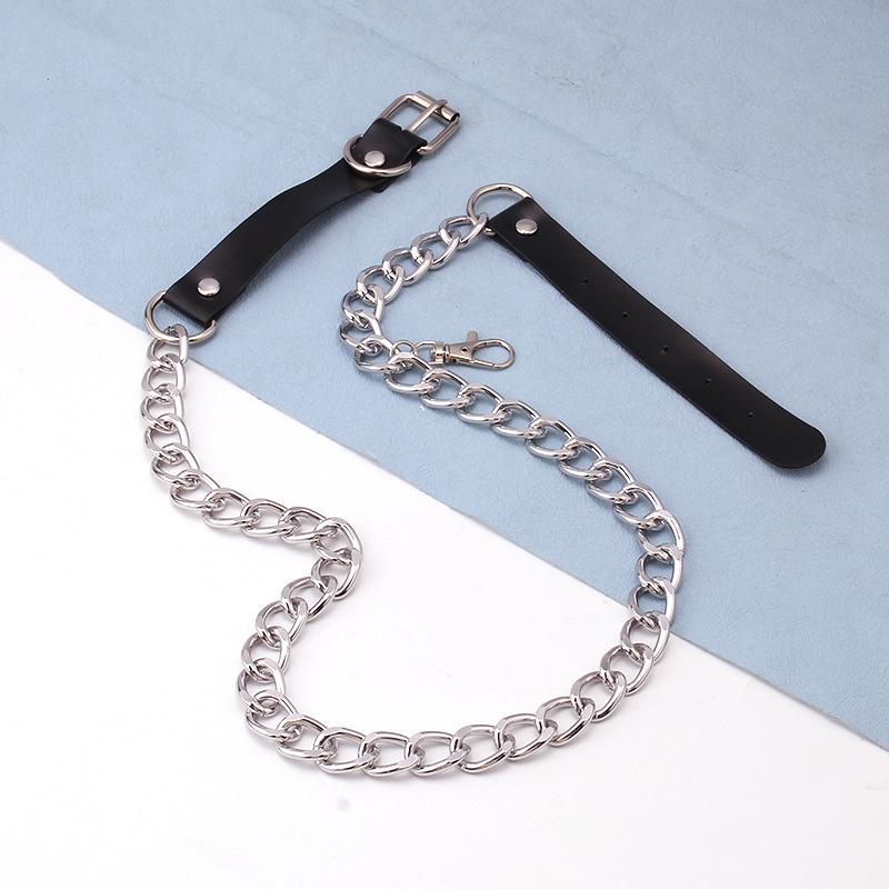 Trendy belt-style PU belt punk exaggerated single-layer chain sexy tassel waist chain waist decoration