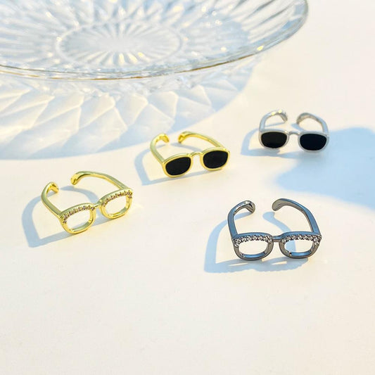 Mini finger glasses ring personalized creative opening adjustable index finger ring couple ring tide