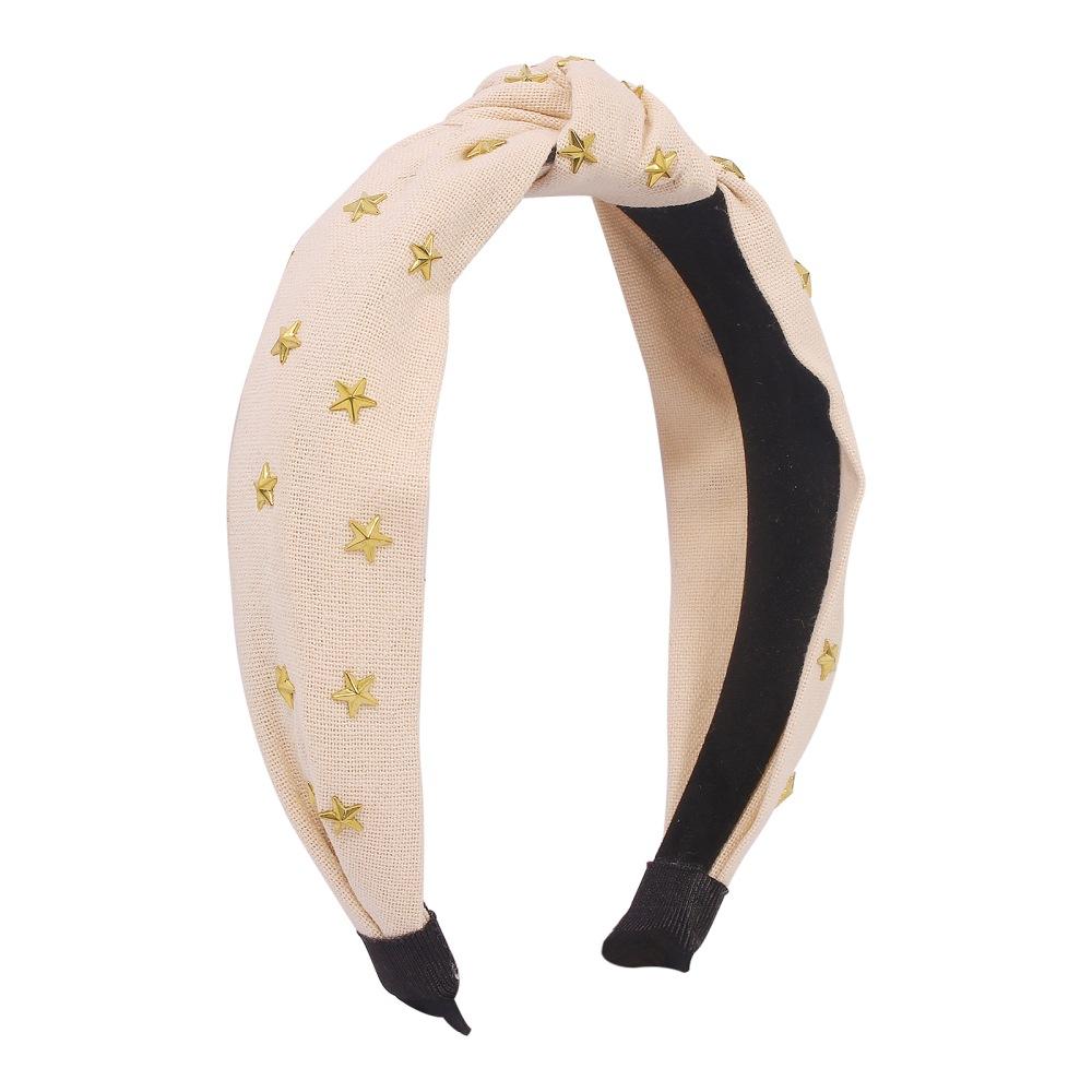F382 Fashion Fabric Temperament Headband Simple Elegant Sweet Knotted Hair Accessories Solid Color Retro Headband Women