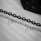 Jewelry sweet and cool double-layer mixed color rivet tassel necklace female personality tapered cross chain necklace
