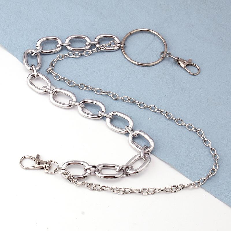 Jewelry punk metal geometric large ring men's and women's trousers chain versatile multi-layer chain waist chain