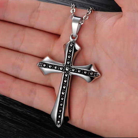 Explosive Edition Cross Pendant Necklace Men's Religious Belief Jewelry Punk Hip Hop Accessories