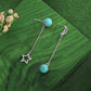 Jewelry Tassel Earrings Female Summer Niche Design Sense Star Moon Inlaid Turquoise Jewelry Accessories