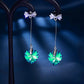 Fashion Ladies Long Color Crystal Diamond Heart Shape Pendant Stud Earrings Bow Knot Earrings Jewelry