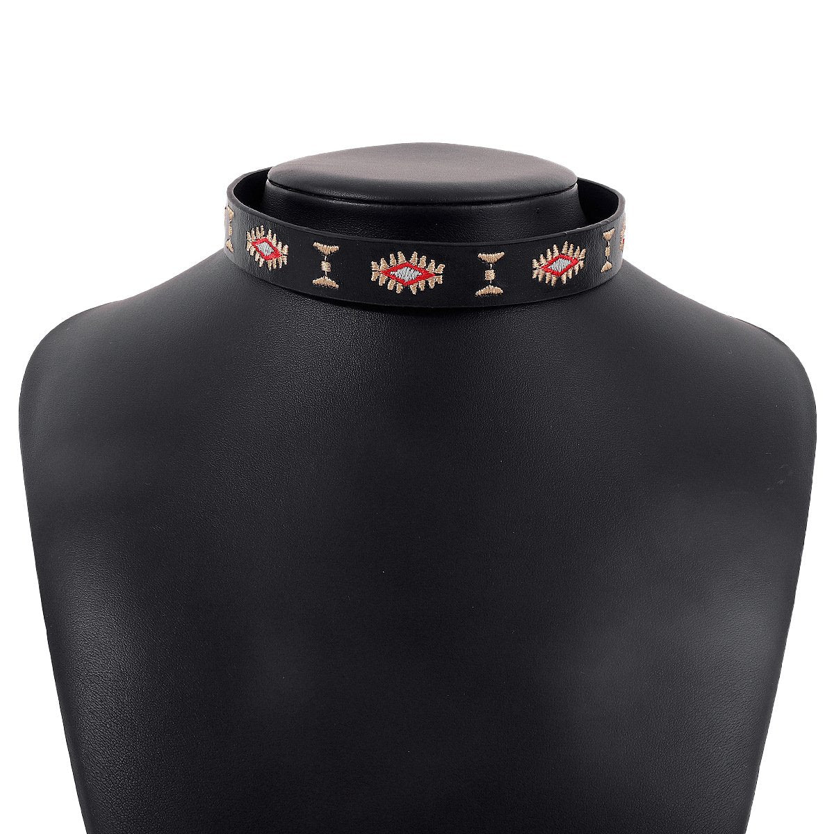 N1761 Personality Necklace Leather Embroidery Eye Flower Necklace Dark JK Simple Punk Necklace