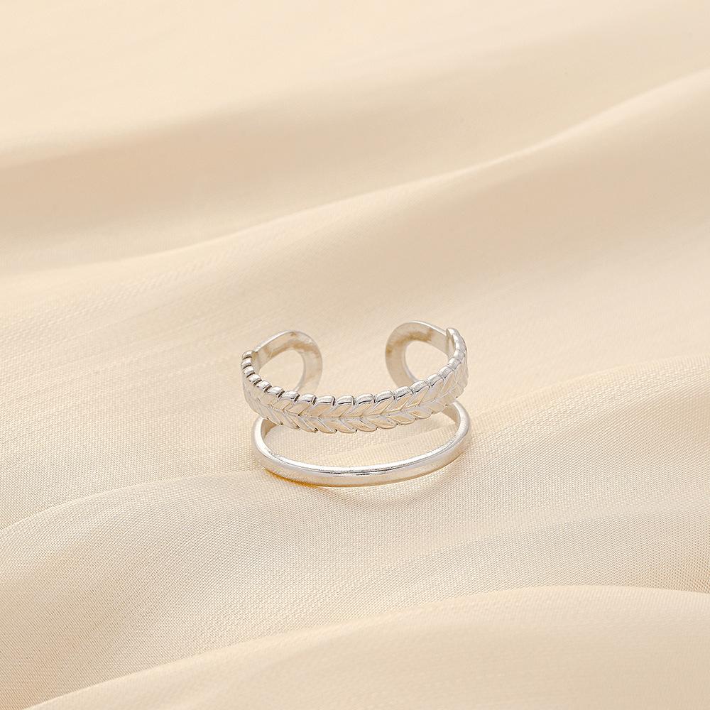 Simple and stylish stainless steel opening wheat ear adjustable ring French style light luxury design ladies all-match ring