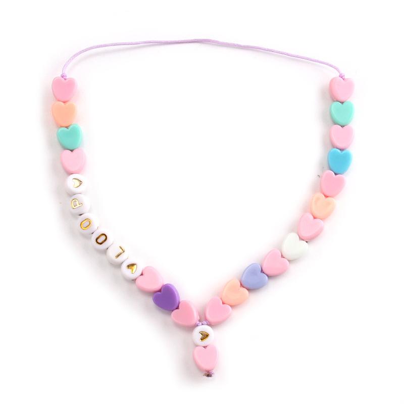 Simple hand-woven beaded mobile phone chain personality trend acrylic heart letter bag chain