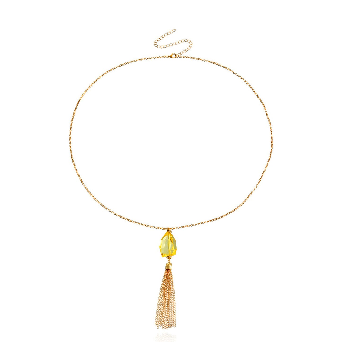 Jewelry Autumn and Winter Tassel Long Sweater Chain Advanced Sense Yellow Transparent Crystal Necklace Versatile