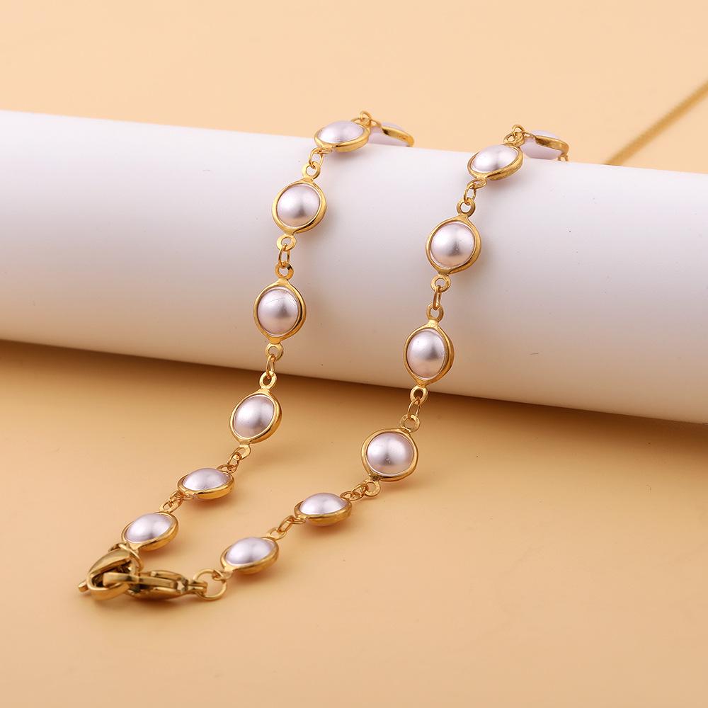 Mask anti-lost hanging chain fashion round pearl handmade chain multi-purpose sweater chain mask glasses chain