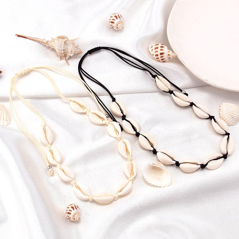 Ornament Sea Shell Hand Woven Stretchable Necklace Hawaiian Beach Shell Choker