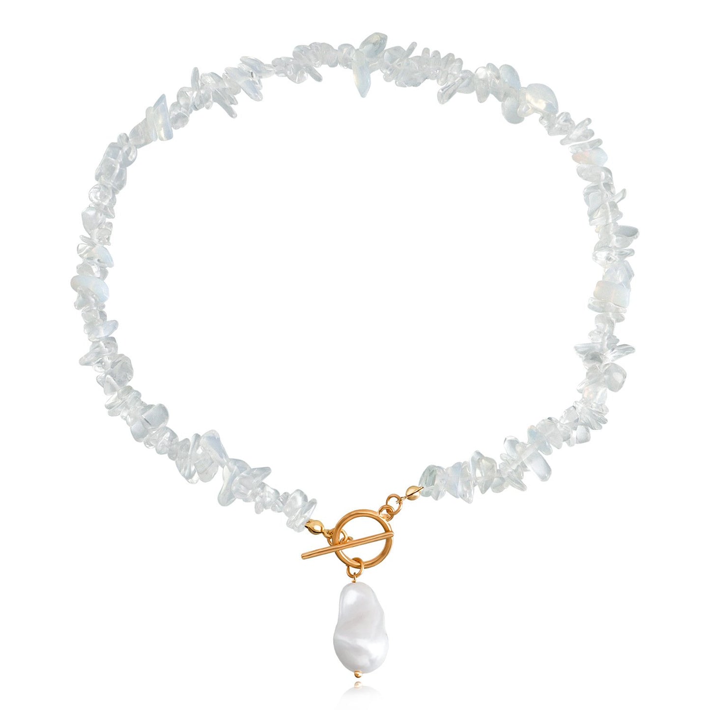 Jewelry Large Shaped Pearl OT Buckle Necklace Femininity Fashion Transparent White Turquoise Necklace