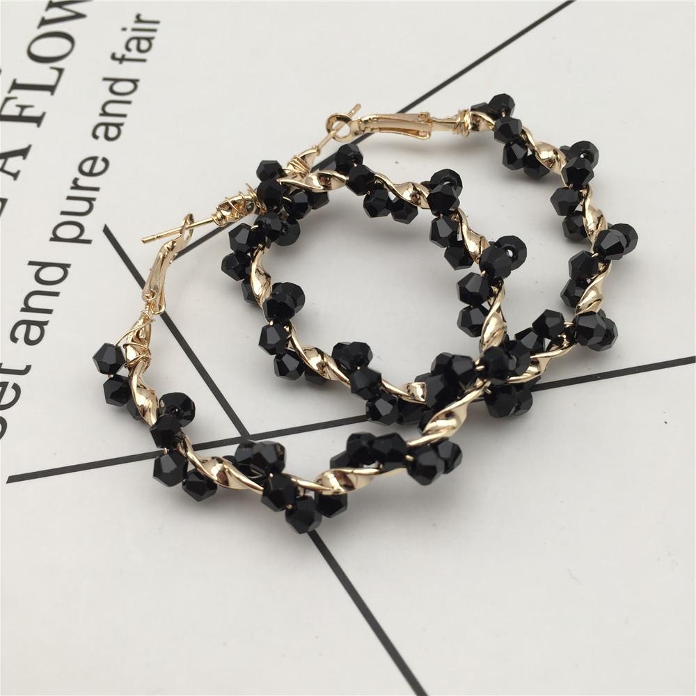 Geometric crystal earrings colorful crystal hand-woven winding earrings exaggerated round earrings 4 colors