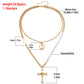 Explosive Necklace Fashion Personality Design Double Stacked Clavicle Chain Pearl Stitching Cross Sweater Chain