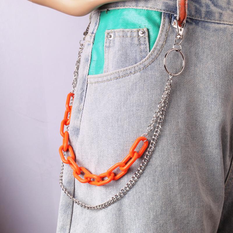 Fashionable Acrylic Double Layer Chain Accessories Hip Hop Punk Jeans Decoration Men and Women Waist Chain Metal Pants Chain