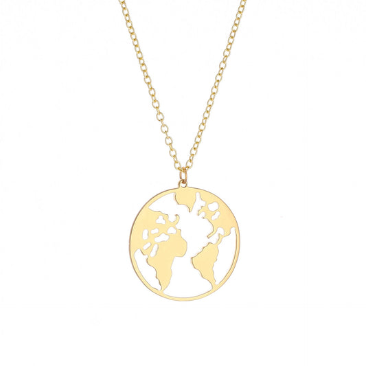 19 Necklace Hot Style World Map Necklace Female Pendant Accessories Silver Necklace Sweater Chain