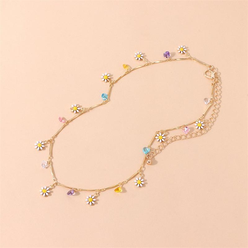 Creative Jewelry Small Daisy Clavicle Chain Necklace Ladies Simple Temperament Painted Drip Glaze Flower Necklace
