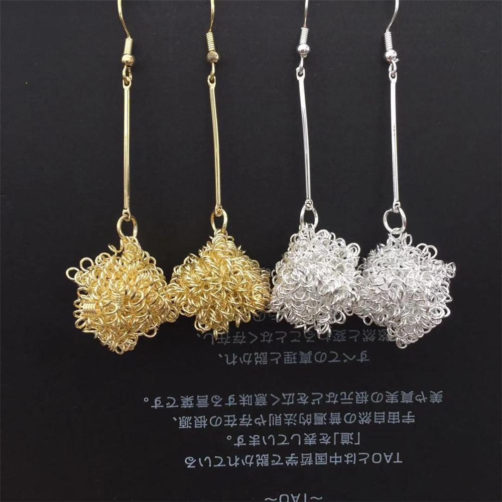 Wire Cube Sugar Cube Long Earrings OL Versatile Ladies Earrings Exaggerated Earrings