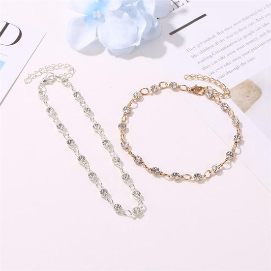 Foot decoration simple transparent rhinestone anklet temperament beach lady simple round flash diamond anklet