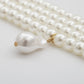 Multilayer Imitation Pearl Opposite Sex Pendant Necklace Geometric Beaded Choker Jewelry