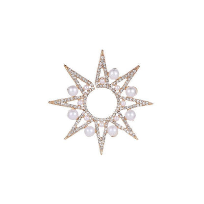 Fashionable geometric exaggerated earrings temperament pearl studded diamond starburst sun flower stud earrings single style