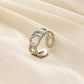 Female ins fashion light luxury letter CD color painting oil opening stainless steel ring