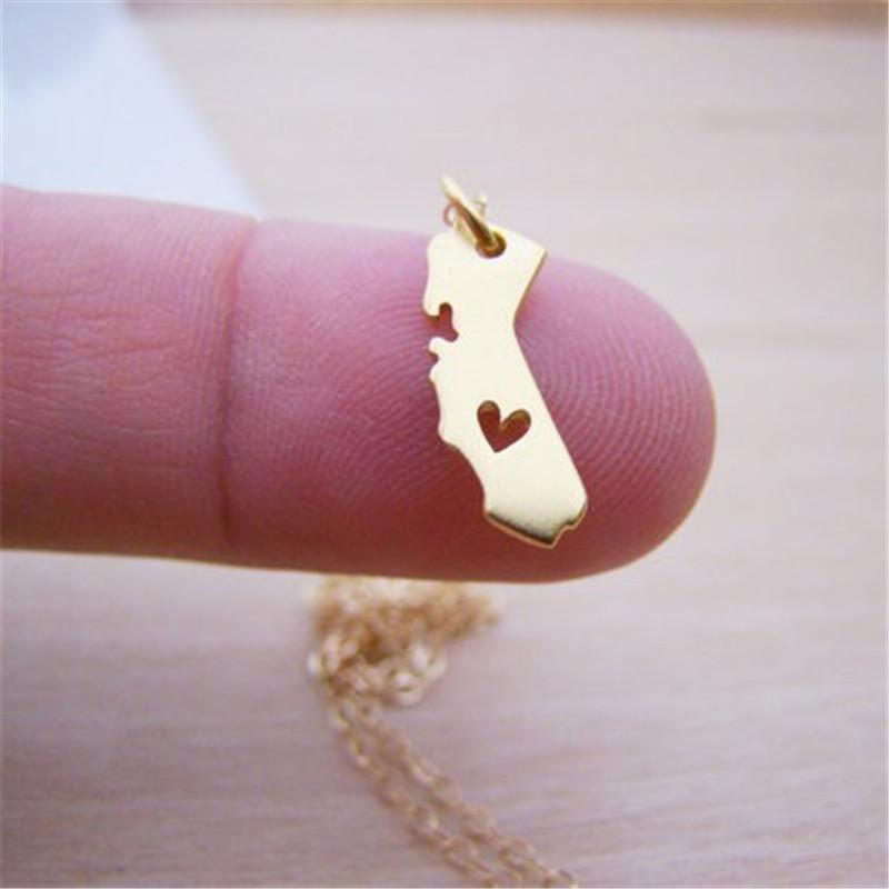 USA Map Necklace USA California Clavicle Necklace