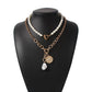 N7626 Popular Necklace Female Fashion Versatile Alloy Necklace Creative Bohemia Coin Pendant