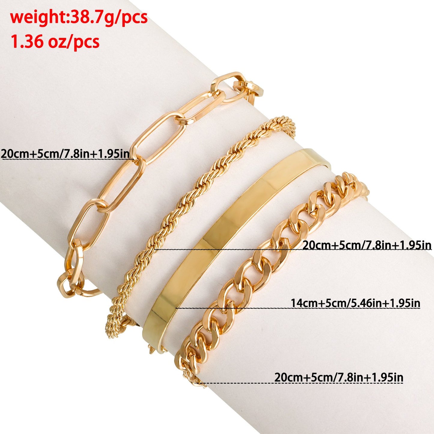 Jewelry Punk Exaggerated Geometric Bracelet Bracelet Four-piece Set Retro Metal Stacked Hand Jewelry Female