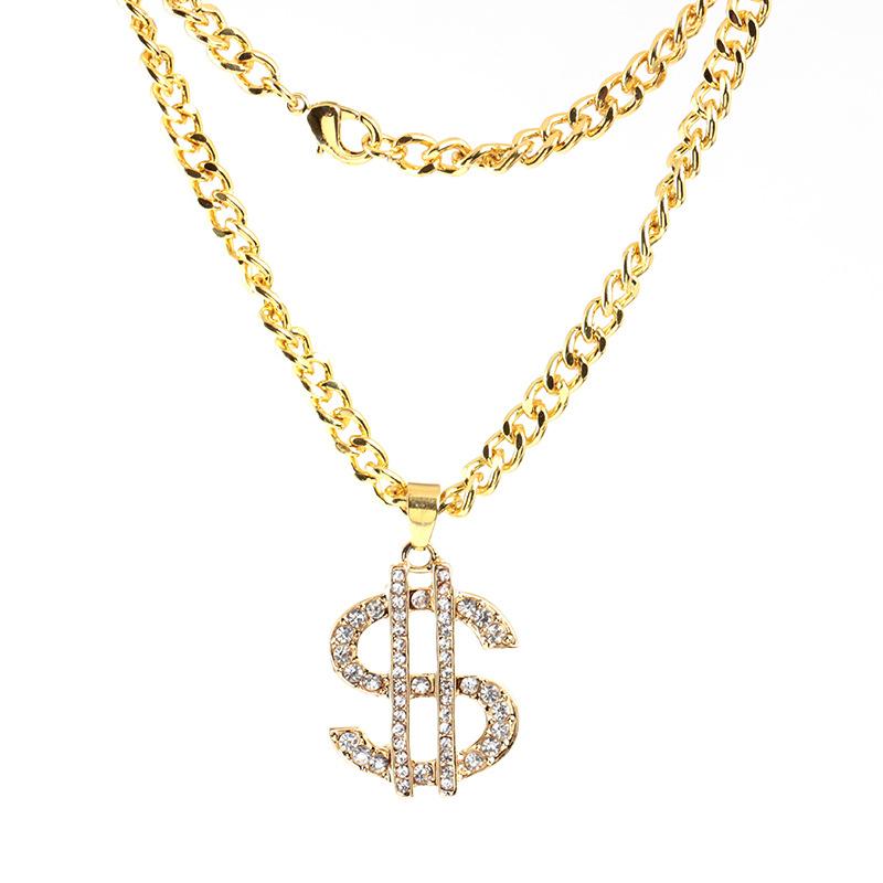 Hip-hop HIPHOP night exaggerated diamond dollar necklace dollar symbol pendant jewelry