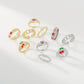 R79 Niche accessories drop oil love flower cherry ring exaggerated chain geometric ring female