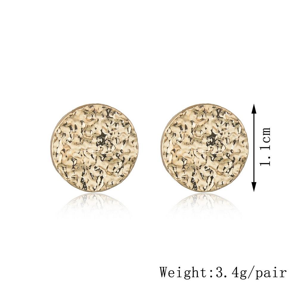 Accessories Simple Textured Alloy Stud Earrings Fashion Retro Gold Round Earrings