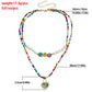 Jewelry Bohemian color rice beads glass flower love lock pendant necklace female necklace
