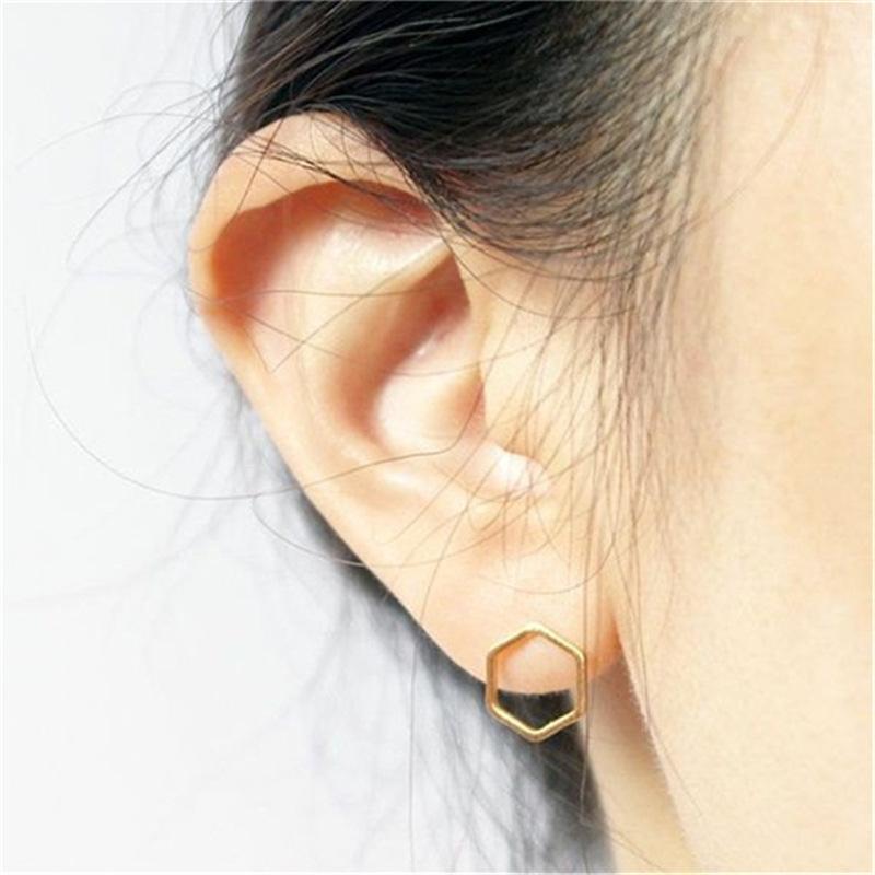 Simple geometric shape hexagon earrings classic versatile earrings accessories