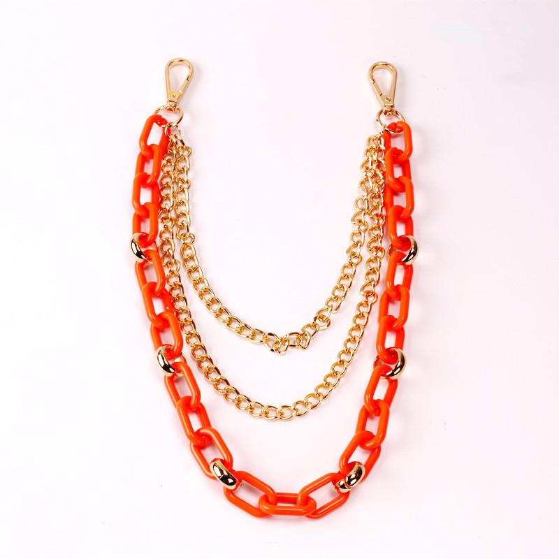 Jewelry cross chain fluorescent color punk waist chain acrylic metal multi-layer body chain hanging chain women