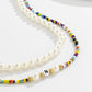 Jewelry Personality Contrasting Color Rice Bead Letter N Necklace Women's Fashion Imitation Pearl Beading Set Necklace