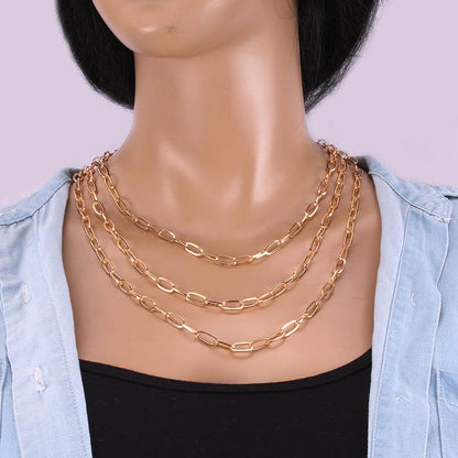 Jewelry Punk Fashion Trend Metal Necklace Stage Performance Multilayer Chain Jewelry
