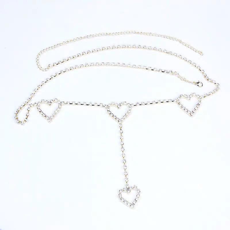 Rhinestone Heart Waist Chain Sexy Beach Bikini Heart Belt Women Body Chain Fashion Bridal Jewelry