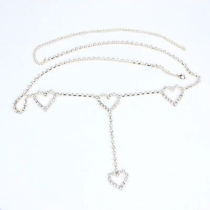 Rhinestone Heart Waist Chain Sexy Beach Bikini Heart Belt Women Body Chain Fashion Bridal Jewelry