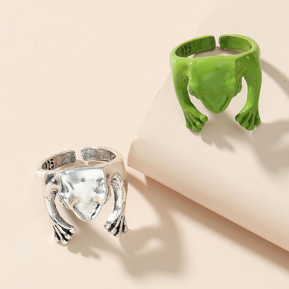 Exaggerated metal opening frog ring ins personality cold adjustable ring jewelry men and women