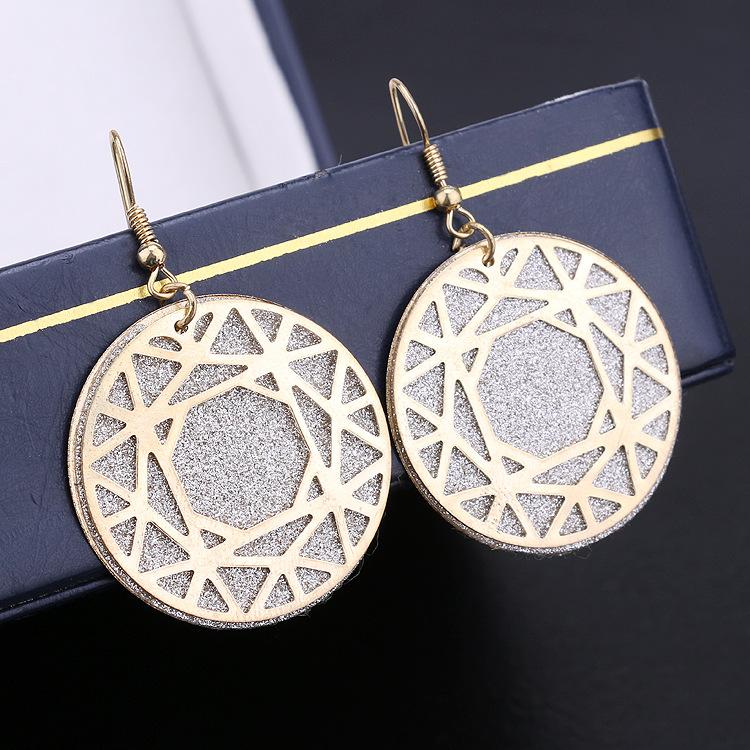 Personalized Luxury Versatile Frosted Earrings Disc Double Swing Earrings Dunhuang