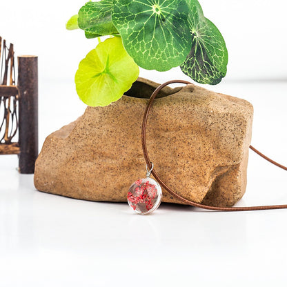 Time gem transparent crystal ball herbarium necklace dandelion dried flower pendant clavicle chain
