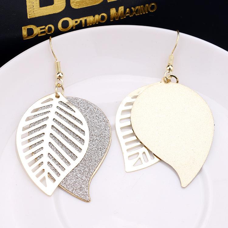 Fashion Versatile Earrings Multi-layer Hollow Leaf Earrings