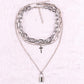 Exaggerated silver cross padlock alloy pendant multi-layer set chain hip-hop dark necklace