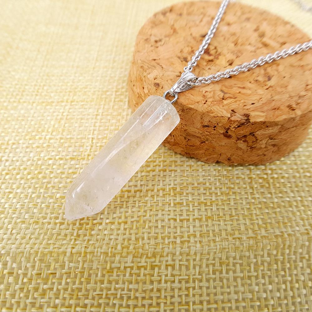 Natural stone crystal hexagonal column bullet necklace fashion creative white turquoise clavicle chain birthstone series