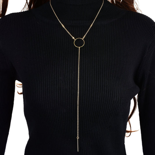 Simple temperament style metal ring tassel chain personality style short necklace necklace