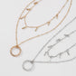 N9285 Double Chain Necklace Small Fresh Sweet Geometric Necklace Simple Fashion Hollow Ring Necklace