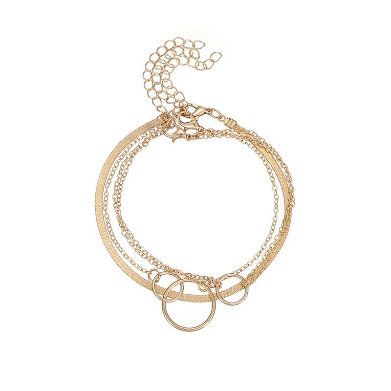 Jewelry personality geometric ring hollow anklet multi-layer anklet simple snake bone chain niche anklet