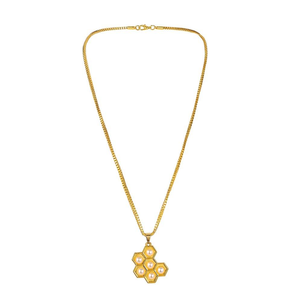 ins honeycomb necklace long style design light luxury chain simple personality fashion all-match accessories