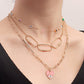 Jewelry trendy multi-layer colorful devil's eye pink love eye pendant necklace female