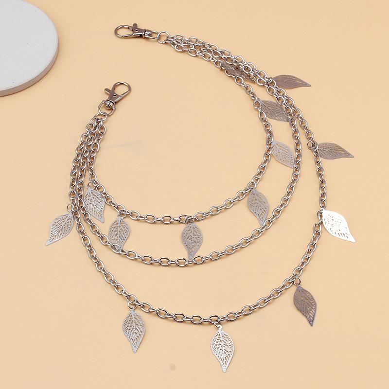 Jewelry Multilayer Fashion Retro Hollow Leaf Pants Chain Versatile Leaf Geometric Pendant Waist Chain